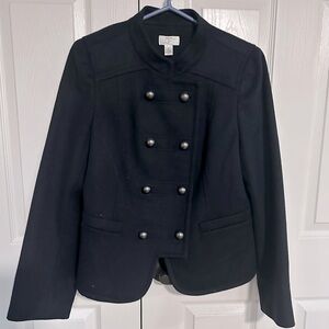 Black Ann Taylor Loft wool jacket with gunmetal details.